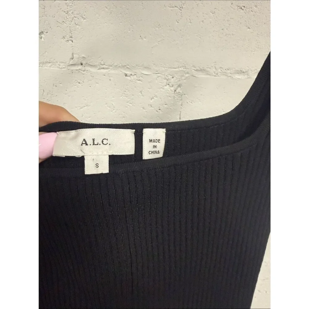Classic Black Ribbed Tank Dress - ALC - Size Small Like New Skater Dress